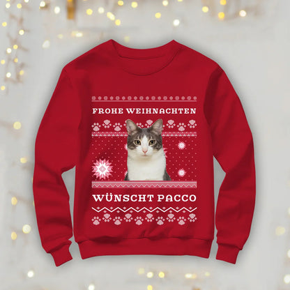 Personalisierter Christmas Sweater Katze "Ho Ho Ho"