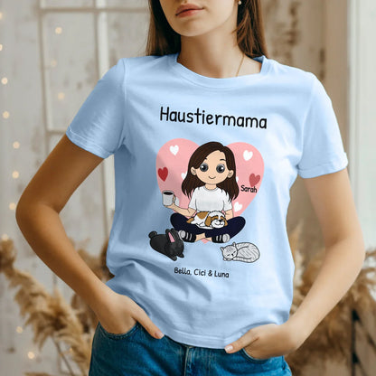 Personalisiertes T-Shirt Haustiermama "Cartoon-Stil"