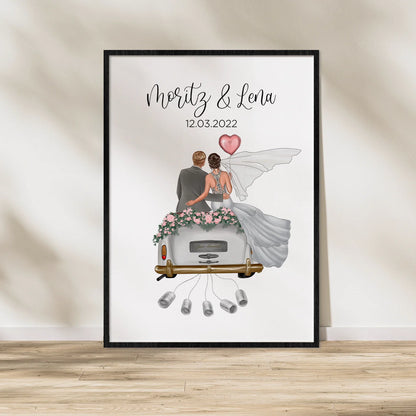 "Just Married" - Personalisiertes Poster als Geldgeschenk