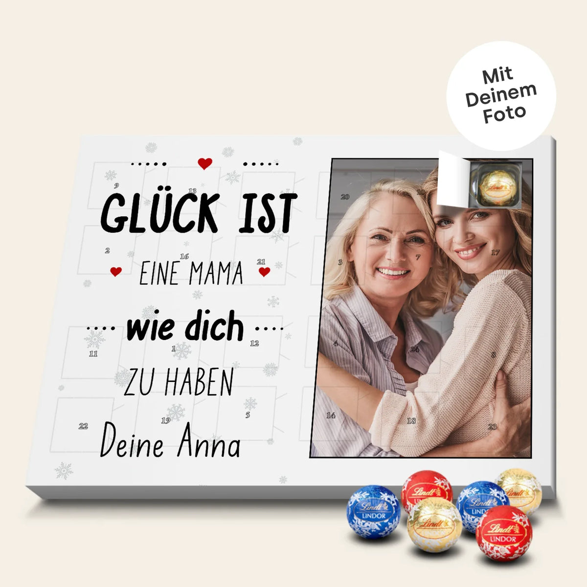 Personalisierter Lindor Adventskalender "Mama"