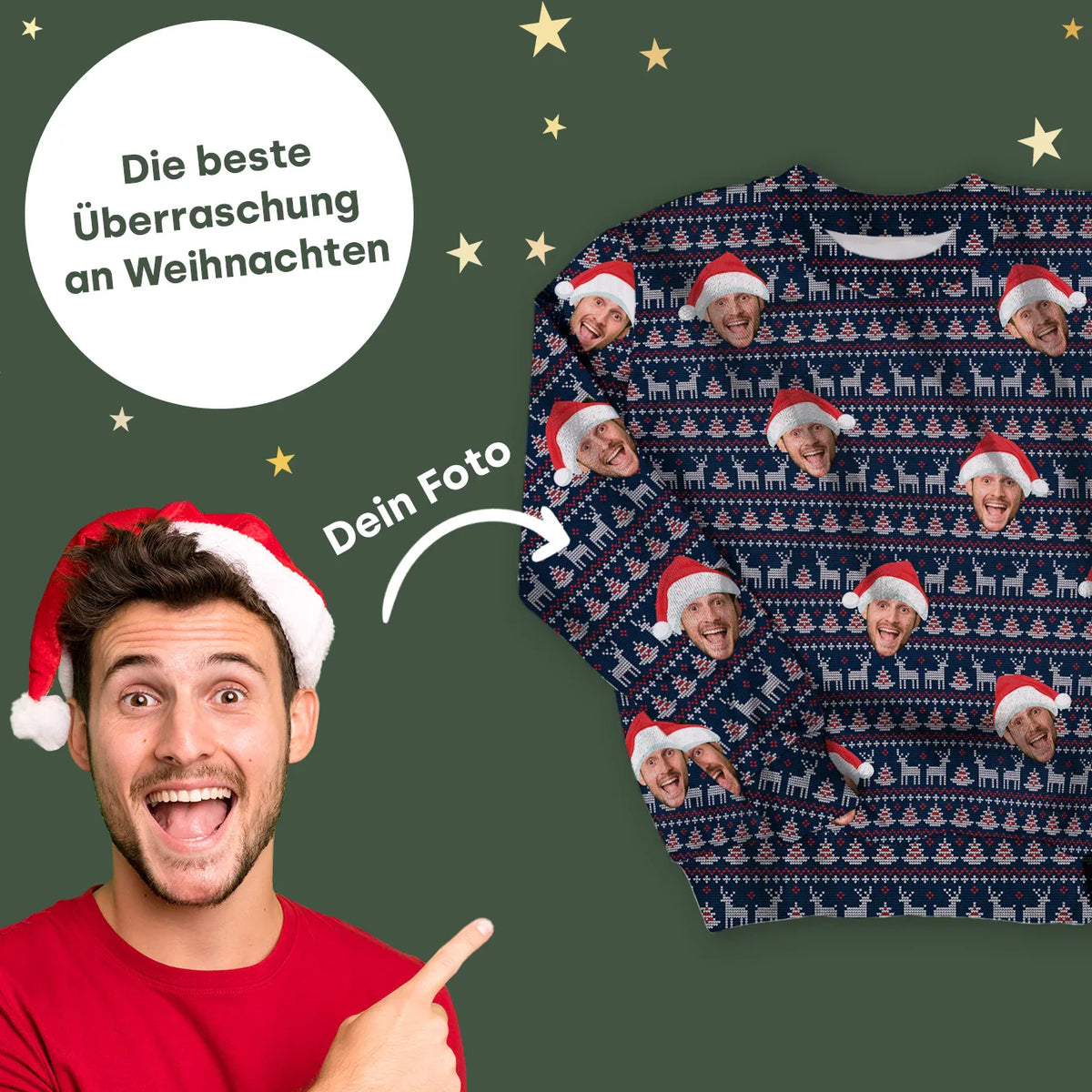 Personalisierter Ugly Christmas Sweater "Rentier"